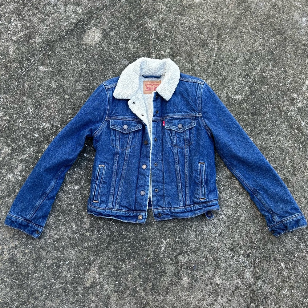 LEVI'S Sherpa Lined Snap Button Denim Jacket SZ Small